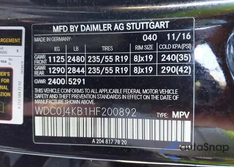 2017 Mercedes-Benz Glc 300 Coupe 4Matic from USA, damaged, VIN WDC0J4KB1HF200892